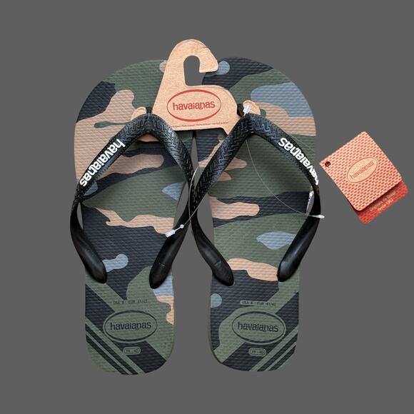 Havaianas Unisex Top Camo Sandal Bold Print Flip Flops Moss M8 NWT - Picture 1 of 5